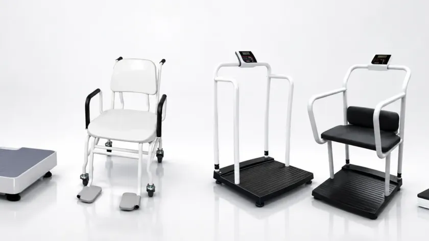 Tipos diferentes de básculas médicas blancas