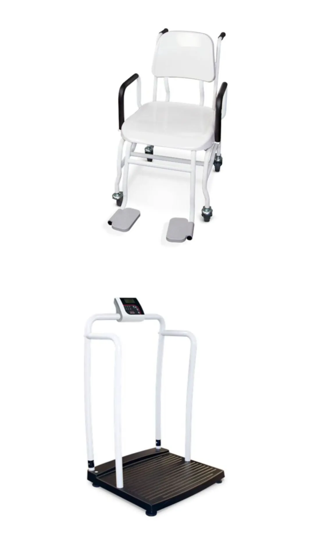 Dos tipos diferentes de básculas médicas blancas